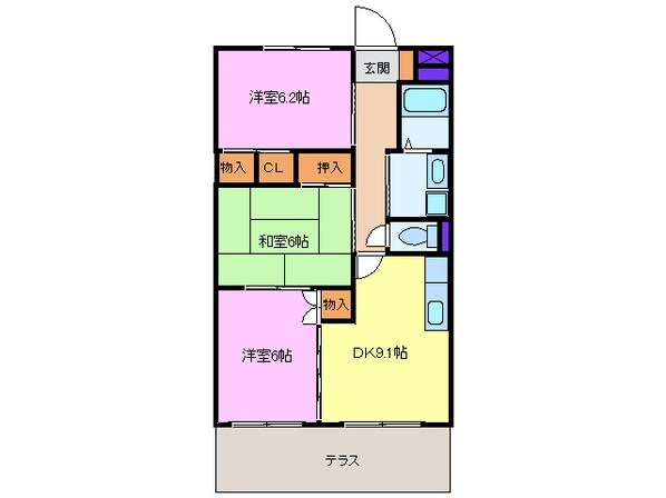 枇杷島駅 徒歩6分 1階の物件間取画像